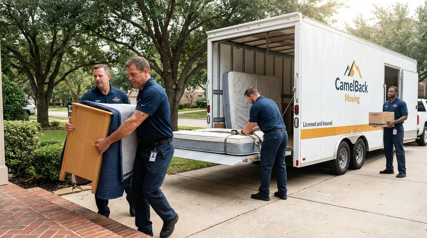 Crew loading residential truck for cross-state move from Bowdon, GA
